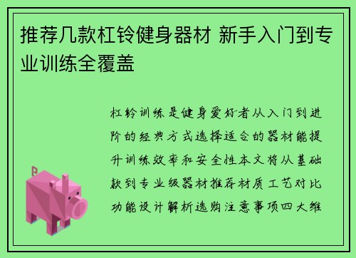 推荐几款杠铃健身器材 新手入门到专业训练全覆盖