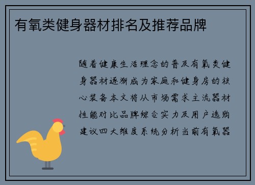 有氧类健身器材排名及推荐品牌